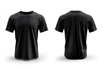 Photo men's 3d rendering black t-shirt front and back mockup template 