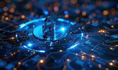 Wall Mural - Futuristic data center corridor glowing with red and blue lights, symbolizing technology and cybersecurity. Free copy space for text.