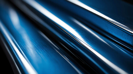 Poster - Blue light on metallic brushed surface background