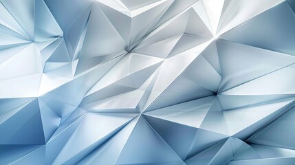 Canvas Print - Minimalist geometric background with polygons and lines in icy blue and silver tones