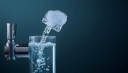 Crystal-clear water morphing into thick sludge from a tap, representing the global threat of water pollution, clean water scarcity concept