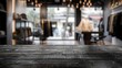 © javier - Dark wood tabletop with a high-end boutique backdrop soft lighting and chic displays
