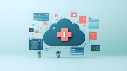 Wall Mural - Cloud Computing Healthcare Medical Technology Concept