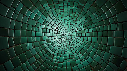 Poster - Green light on patterned mosaic tile surface background