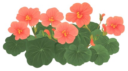 Canvas Print - Begonia simple flat vector. Generative AI