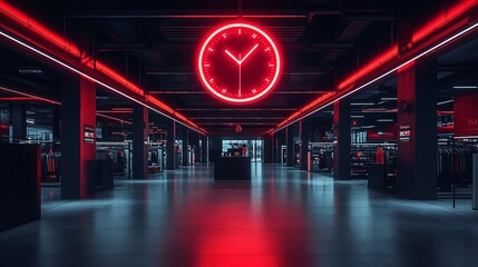 Wall Mural - a fast-paced flash sale visual featuring a large countdown clock at the forefront. around it are pro