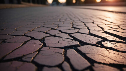 Wall Mural - Soft pink light on cracked asphalt surface background