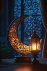 Sticker - Wooden table with crescent lantern