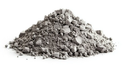 Wall Mural - side view on one single cement powder pile heap isolated on white background