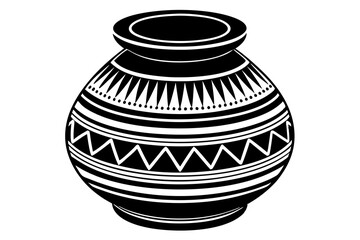 Wall Mural - Traditional Garba Pot Icon Vector Art Cultural Earthen Pot Illustration