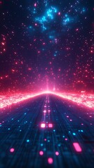 Wall Mural - Abstract futuristic background with glowing lines and particles, like a digital road or a gateway into cyberspace.