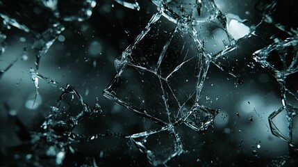 Wall Mural - Shattered Glass with a Dark Blue Background