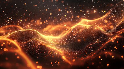 Wall Mural - Abstract Orange and Black Glowing Wavy Pattern with Bokeh