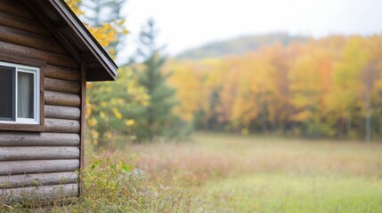 Wall Mural - Charming Small Cabin Nestled Among Tall Trees in a Serene Forest Setting, Inviting Nature Lovers to Experience Peaceful Wilderness Retreat