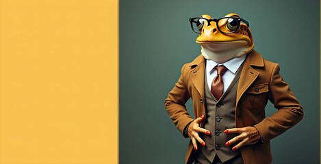 Sticker - Cool frog in a fashionable jacket, tie