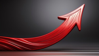 a bold red arrow curves upward against a dark background, symbolizing growth, progress, and positive