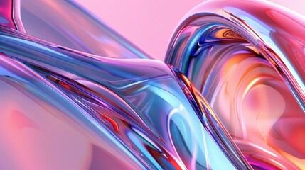 Abstract design featuring vibrant colors and smooth textures. The fluid shapes create a dynamic background with glossy reflections.