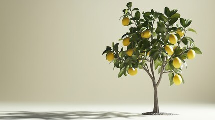 Wall Mural - A lemon tree with ripe lemons displayed indoors in bright light creates a fresh and uplifting atmosphere