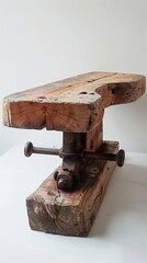 Canvas Print - Rustic Wooden Workbench with Metal Clamp