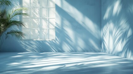 Wall Mural - Light and Shadow Cast by Palm Leaves Through Window