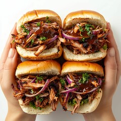 Sticker - Four Pulled Pork Sliders with Red Onion and Sauce