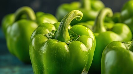 Canvas Print - Green Bell Peppers Closeup