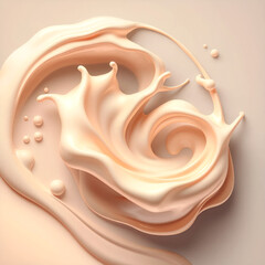 Fototapete - Flowing organic shapes, splashes of milk and coffee in a dynamic abstract illustration. Creative design
