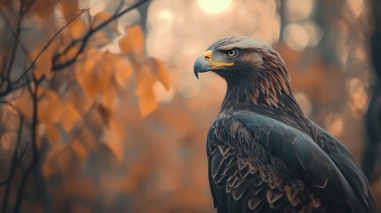 Wall Mural - Majestic Eagle in Autumnal Forest