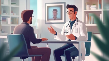 A doctor discussing mental health with a patient, showing empathy and concern during a consultation.