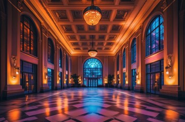 Sticker - Grand Hall with Elegant Windows