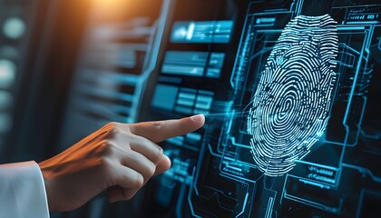 Wall Mural - Biometric Security Solutions: Safeguarding Data through Advanced Cybersecurity Technology