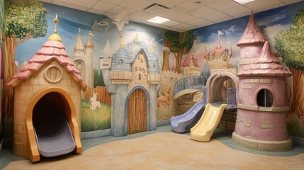 Enchanted Play Area: A whimsical castle-themed indoor playground