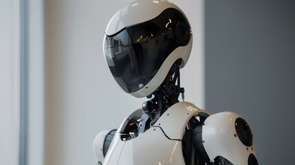 The robot, the android, is ready to perform work functions. AI Generated