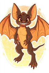 Sticker - Adorable Cartoon Bat with Big Eyes and a Wide Grin