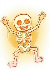 Wall Mural - Happy Cartoon Skeleton Illustration