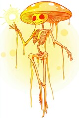 Sticker - Skeleton in Mushroom Costume