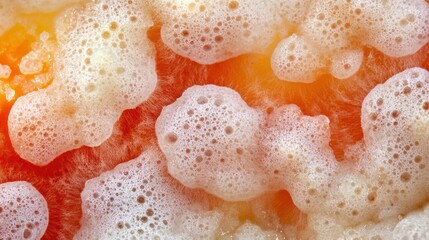 Canvas Print - A close up of a bunch of bubbles and foam on top, AI