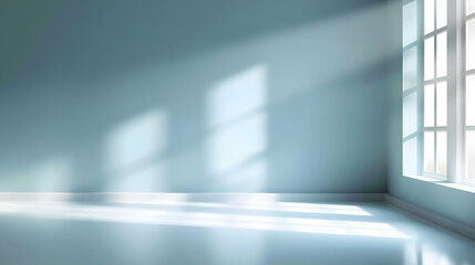 Wall Mural - a 3d render of a room with a window and sunlight streaming through