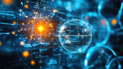 Wall Mural - abstract representation of futuristic technology and data network
