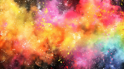 Wall Mural - Abstract Watercolor Galaxy Background with Bright Colors and Stars