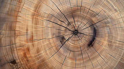 A Close-Up View of a Tree Trunk's Cross-Section, Displaying Concentric Growth Rings and Intricate Wood Grain Patterns, a Natural Textural Background