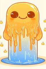 Wall Mural - Cute Cartoon Candle Melting Into Water