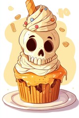 Poster - Skull Cupcake with Sprinkles and Icing