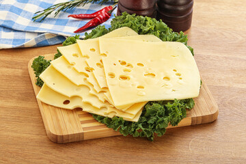 Wall Mural - Sliced maasdam cheese for breakfast