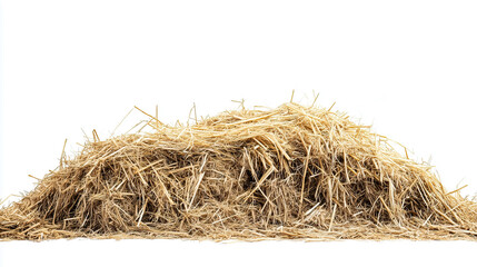 Wall Mural - side view on one single hay pile heap isolated on white background