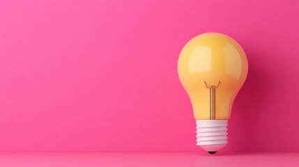 Aufkleber - A vibrant yellow light bulb stands against a bright pink background, symbolizing creativity and innovation.
