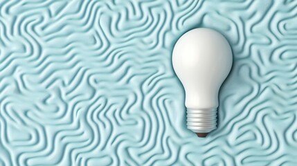 Poster - A light bulb rests on a textured, wavy background, symbolizing ideas and creativity.
