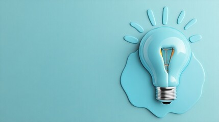 Poster - A bright blue light bulb appears to be melting against a matching backdrop, symbolizing creativity and innovative ideas.