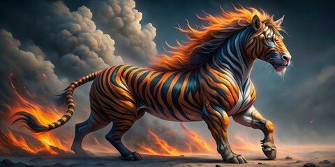 Wall Mural - zebra at sunset