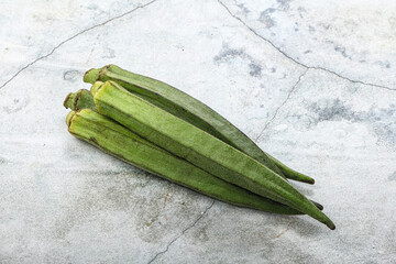 Green ripe tasty okra tropical vegetable